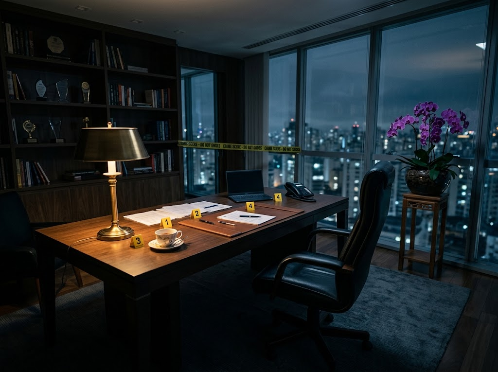 Cena do crime — escritório de Vera Lins
